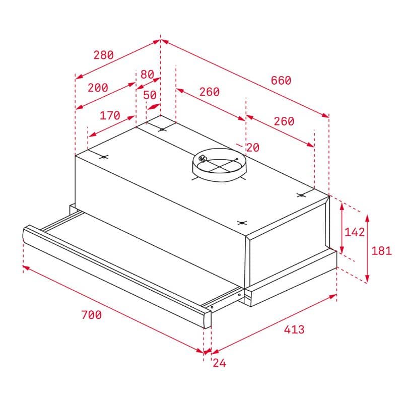Kích thước của Máy hút mùi Teka TL 7420S Kích thước của Máy hút mùi Teka TL 7420S