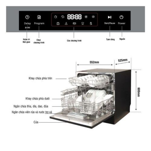 Máy rửa bát Kocher KDEU-8839 3 Kích thước máy rửa bát Kocher KDEU-8839