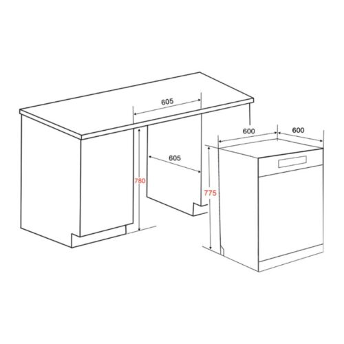 Máy rửa bát Lorca TA 918DWS 3 Kích thước máy rửa bát Lorca TA 918DWS