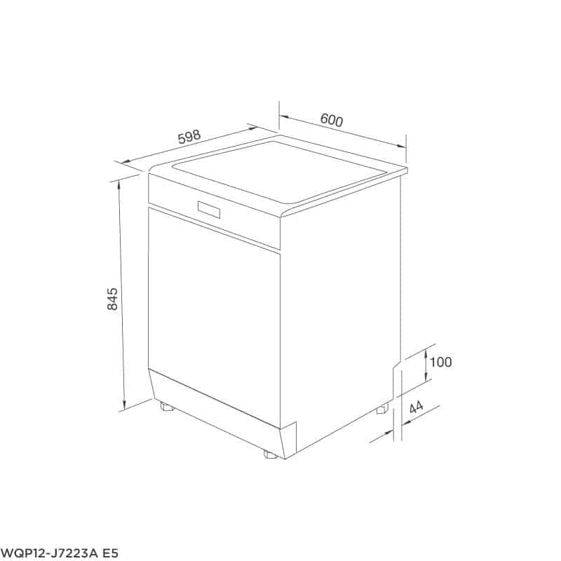 Kích thước máy rửa bát Malloca WQP12-J7223A E5 Kích thước máy rửa bát Malloca WQP12-J7223A E5