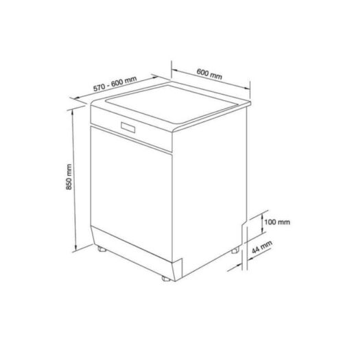 Máy rửa bát Malloca WQP12-J7225 3 Kích thước máy rửa bát Malloca WQP12-J7225