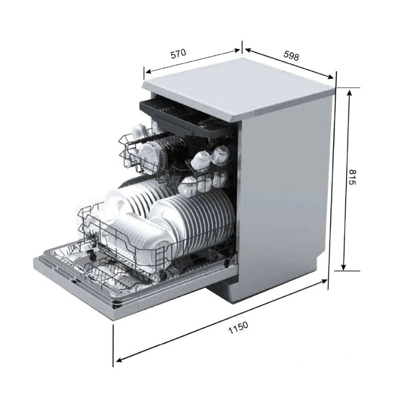 Kích thước máy rửa bát Malloca WQP12-J7309E Kích thước máy rửa bát Malloca WQP12-J7309E
