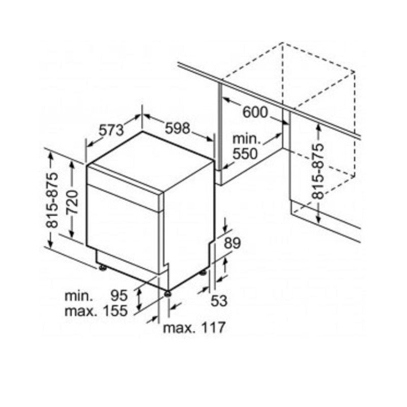 Kích thước máy rửa bát Malloca WQP6-3207A Kích thước máy rửa bát Malloca WQP6-3207A