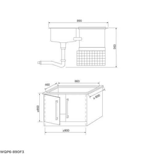 Máy rửa bát Malloca WQP6-890F3 3 Kích thước máy rửa bát Malloca WQP6-890F3
