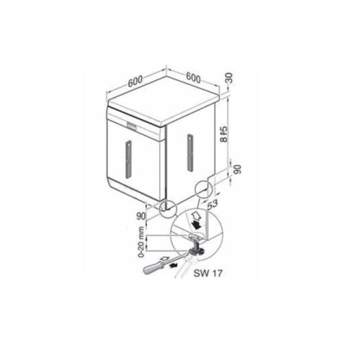 Máy rửa chén bát Bosch SMU6ECS57E 4 Kích thước máy rửa chén bát Bosch SMU6ECS57E
