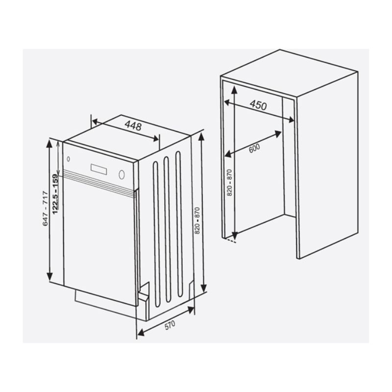 Kích thước máy rửa chén bát Hafele HDW-HI45A 533.23.275 Kích thước máy rửa chén bát Hafele HDW-HI45A 533.23.275