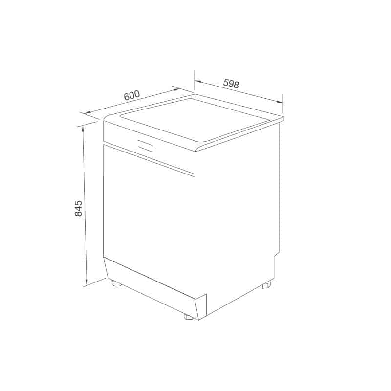 Kích thước máy rửa chén bát Malloca WQP12-5201E Kích thước máy rửa chén bát Malloca WQP12-5201E