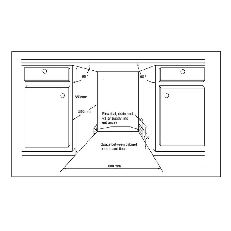 Kích thước máy rửa chén Malloca WQP12-9276 Kích thước máy rửa chén Malloca WQP12-9276