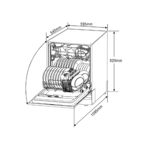 Máy rửa chén Malloca WQP12 - 9346B 4 Kích thước máy rửa chén Malloca WQP12 - 9346B