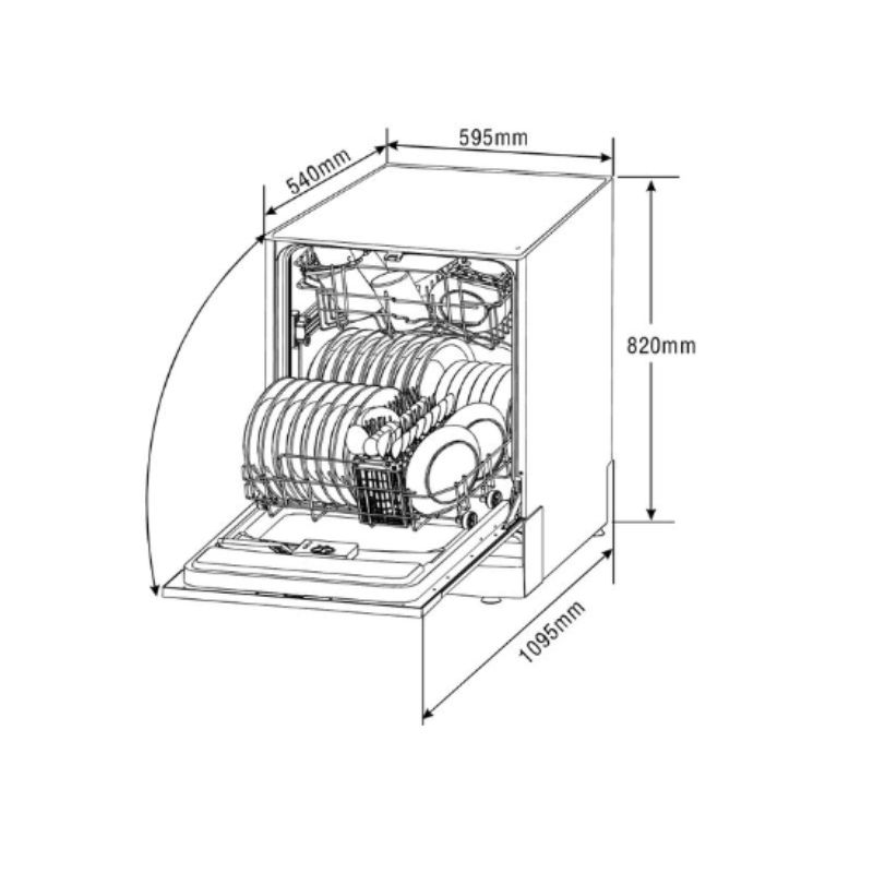 Kích thước máy rửa chén Malloca WQP12 - 9346B Kích thước máy rửa chén Malloca WQP12 - 9346B