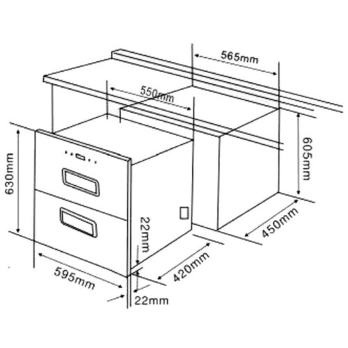 Máy sấy bát 3 giàn Faster FS A22 3 Kích thước máy sấy bát 3 giàn Faster FSA22