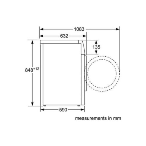 Máy sấy quần áo Bosch WTW87561SG 6 Kích thước máy sấy quần áo Bosch WTW87561SG