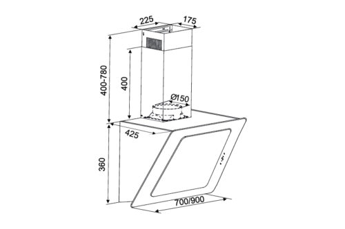 Máy hút khử mùi áp tường Kocher K-2080V 90cm 4 kocher k 2080v 90cm 1