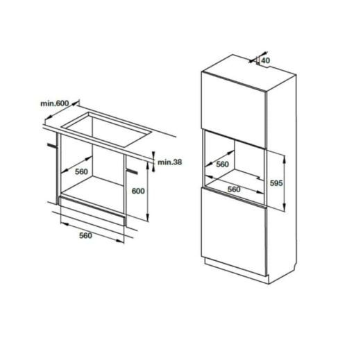 Lò nướng âm tủ Hafele HO-KT60C 534.05.571 5 Kích thước lò nướng âm tủ Hafele HO-KT60C 534.05.571