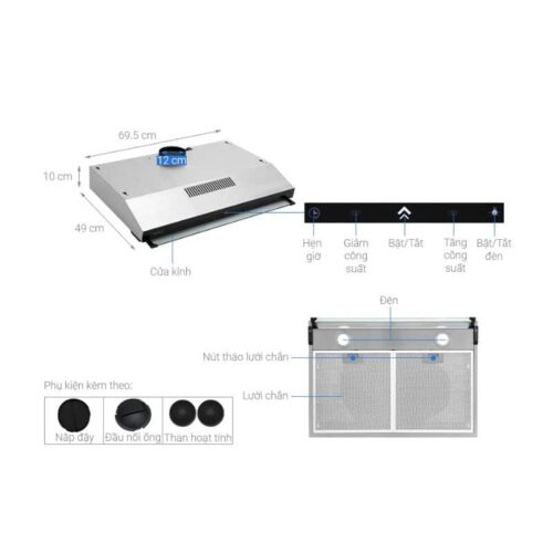 Máy hút mùi âm tủ Hafele HC-BI70B 538.86.095 5 thông số kỹ thuật của máy hút mùi âm tủ Hafele HC-BI70B 538.86.095