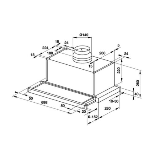 Máy hút mùi âm tủ Hafele HH-SG70A 533.89.021 6 Kích thước của máy hút mùi âm tủ Hafele HH-SG70A 533.89.021