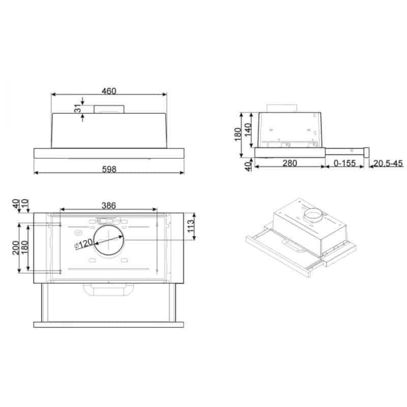 kích thước của máy hút mùi âm tủ Hafele Smeg KSET62E 536.84.832 kích thước của máy hút mùi âm tủ Hafele Smeg KSET62E 536.84.832
