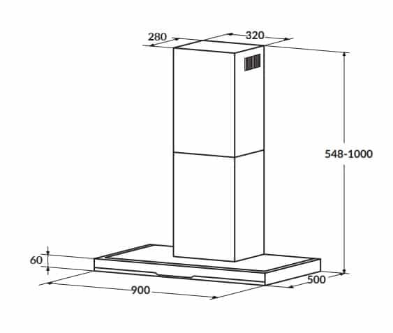 kích thước cùa Máy hút mùi ống khói 90cm kiểu mới Rosieres RDSV 985 PN kích thước cùa Máy hút mùi ống khói 90cm kiểu mới Rosieres RDSV 985 PN