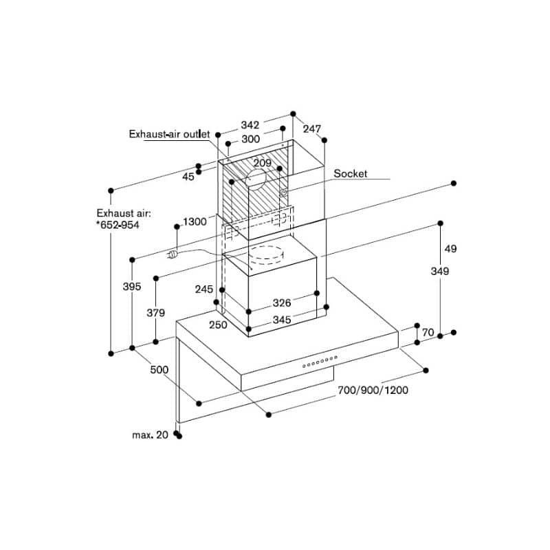kích thước của máy hút mùi treo tường Hafele Smeg GAGGENAU 539.86.403 kích thước của máy hút mùi treo tường Hafele Smeg GAGGENAU 539.86.403