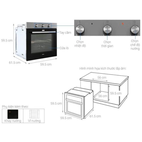 Lò nướng âm tủ Hafele HO-K60C 535.62.591 4 Thông số kỹ thuật lò nướng âm tủ Hafele HO-K60C 535.62.591