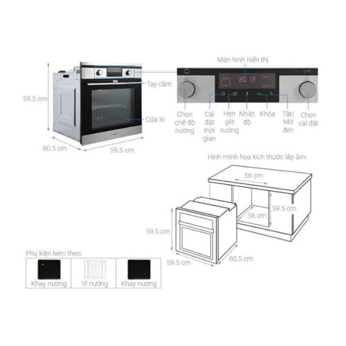 Lò nướng âm tủ Hafele HO-KT60J 535.62.511 3 Thông số kỹ thuật lò nướng âm tủ Hafele HO-KT60J 535.62.511