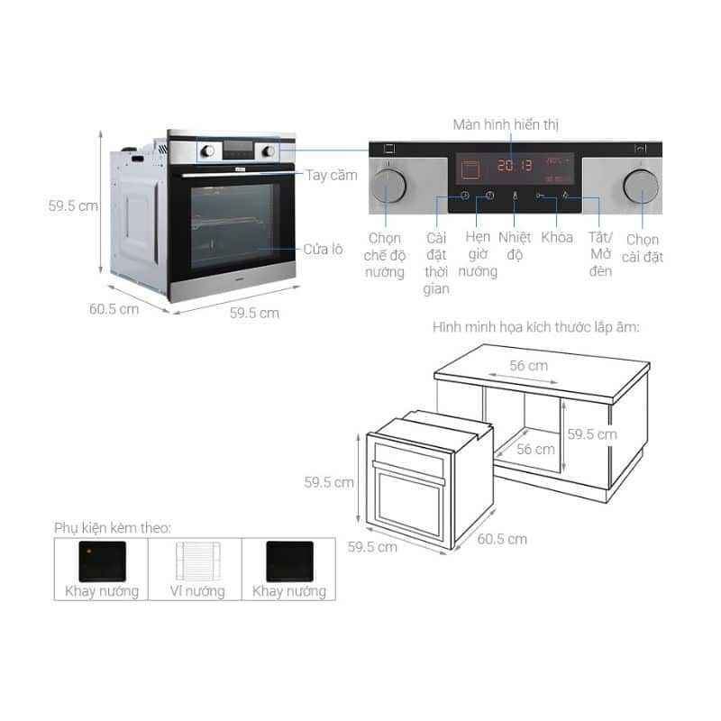 Thông số kỹ thuật lò nướng âm tủ Hafele HO-KT60J 535.62.511 Thông số kỹ thuật lò nướng âm tủ Hafele HO-KT60J 535.62.511
