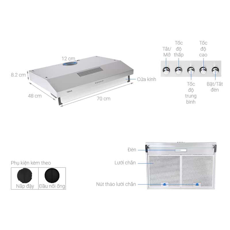 Thông số Máy hút mùi TEKA CH 1070BG Thông số Máy hút mùi TEKA CH 1070BG