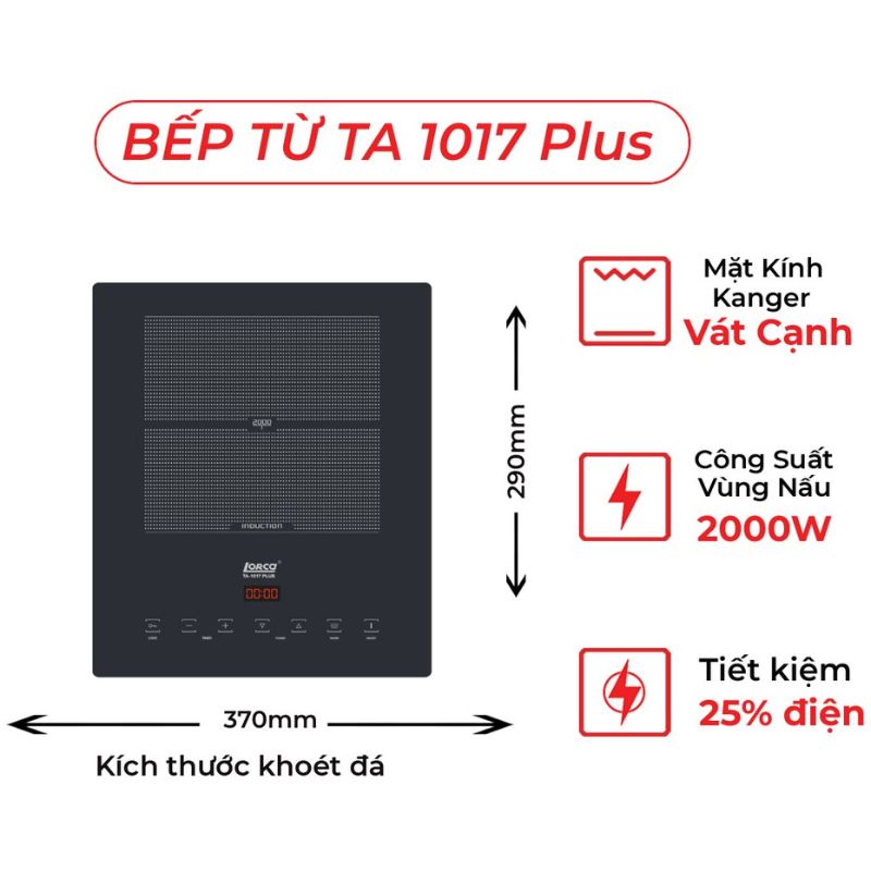 Kích thước bếp từ đơn Lorca TA 1017 PLUS Kích thước bếp từ đơn Lorca TA 1017 PLUS
