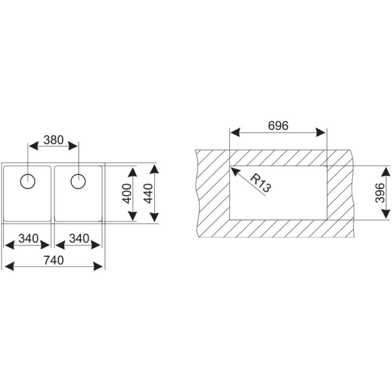 Kích thước chậu rửa bát Teka BE LINEA RS15 2B 740 Kích thước chậu rửa bát Teka BE LINEA RS15 2B 740
