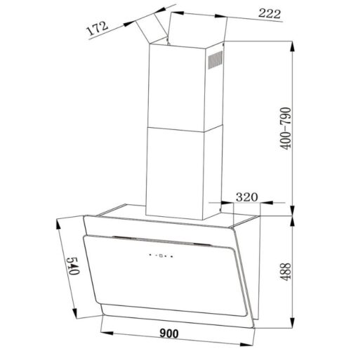 Máy hút mùi LORCA TA 6008C-90 3 Kích thước máy hút mùi LORCA TA 6008C – 90
