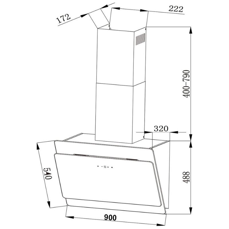 Kích thước máy hút mùi LORCA TA 6008C – 90 Kích thước máy hút mùi LORCA TA 6008C – 90