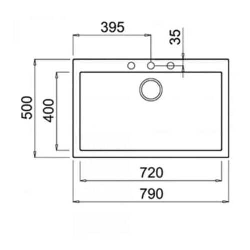 Chậu đá Teka FORSQUARE 72.40 TG Grey 115230001 3 Kích thước của Chậu đá Teka FORSQUARE 72.40 TG
