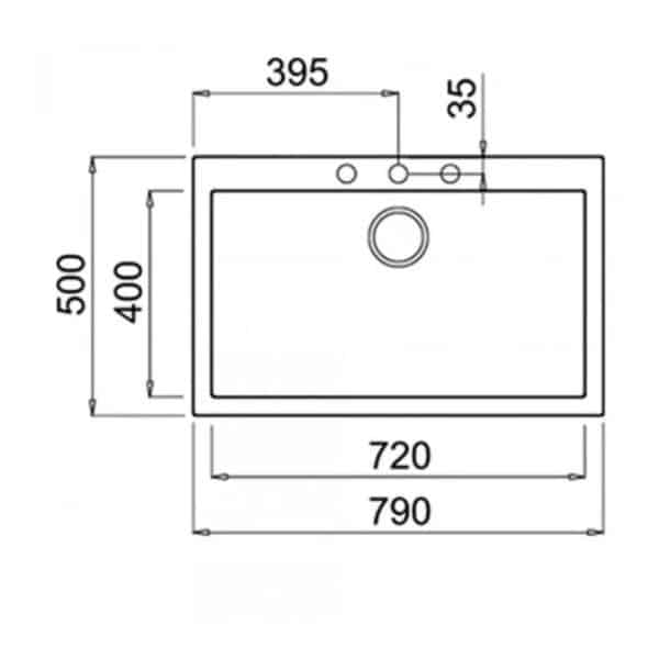 Kích thước của Chậu đá Teka FORSQUARE 72.40 TG Kích thước của Chậu đá Teka FORSQUARE 72.40 TG