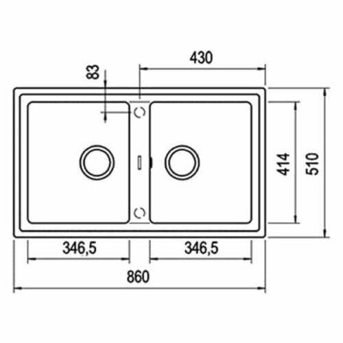 Chậu đá nhân tạo TEKA STONE 90 B-TG 2B SS 115260007 3 Kích thước của Chậu đá Teka STONE 90 B-TG 2B Black