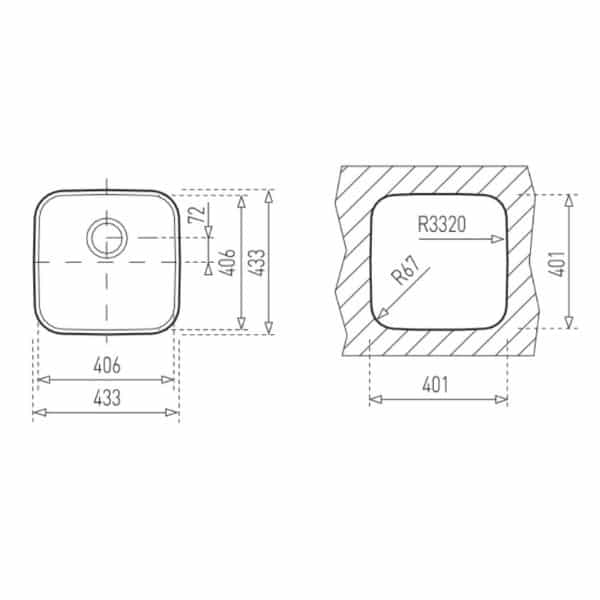 Kích thước của Chậu Teka BE 40.40 Kích thước của Chậu Teka BE 40.40
