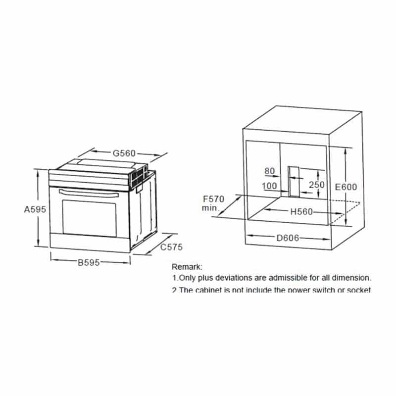 Kích thước Lò nướng Hafele HO-6T70A 538.01.441 Kích thước Lò nướng Hafele HO-6T70A 538.01.441