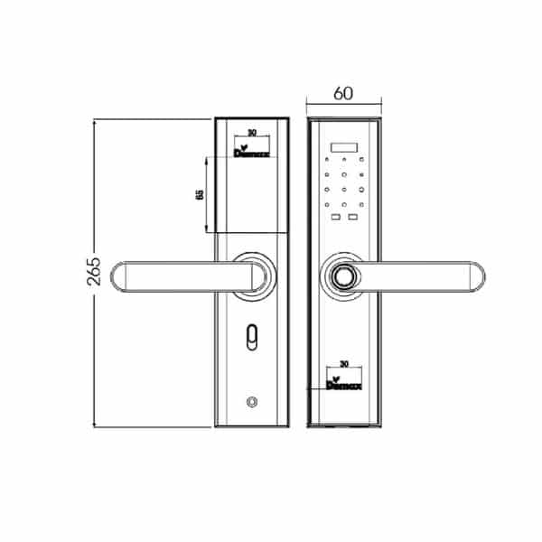 Kích thước của Khóa cửa điện tử Demax SL266 BN Kích thước của Khóa cửa điện tử Demax SL266 BN