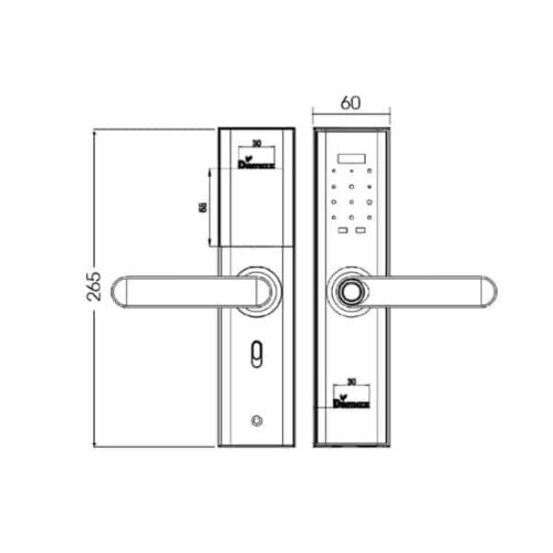 Khóa cửa điện tử Demax SL266 BN - APP WIFI 3 Kích thước của Khóa cửa điện tử Demax SL266 BN - APP WIFI