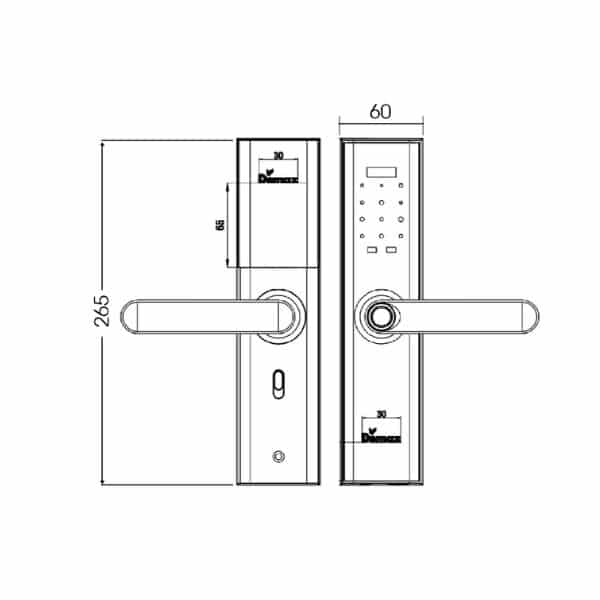 Kích thước của Khóa cửa điện tử Demax SL266 BN - APP WIFI Kích thước của Khóa cửa điện tử Demax SL266 BN - APP WIFI
