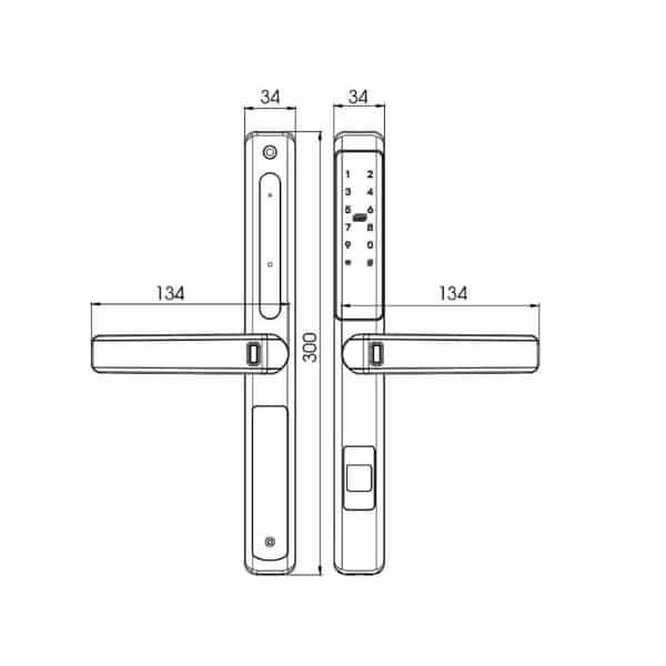 Kích thước của Khóa cửa điện tử Demax SL601 PW - APP WIFI Kích thước của Khóa cửa điện tử Demax SL601 PW - APP WIFI