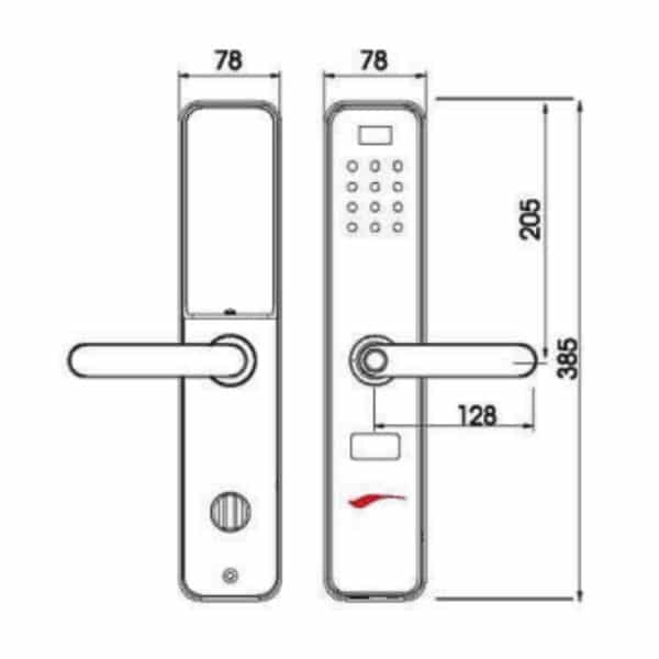 Kích thước của Khóa cửa điện tử Demax SL630 DG - APP WIFI Kích thước của Khóa cửa điện tử Demax SL630 DG - APP WIFI