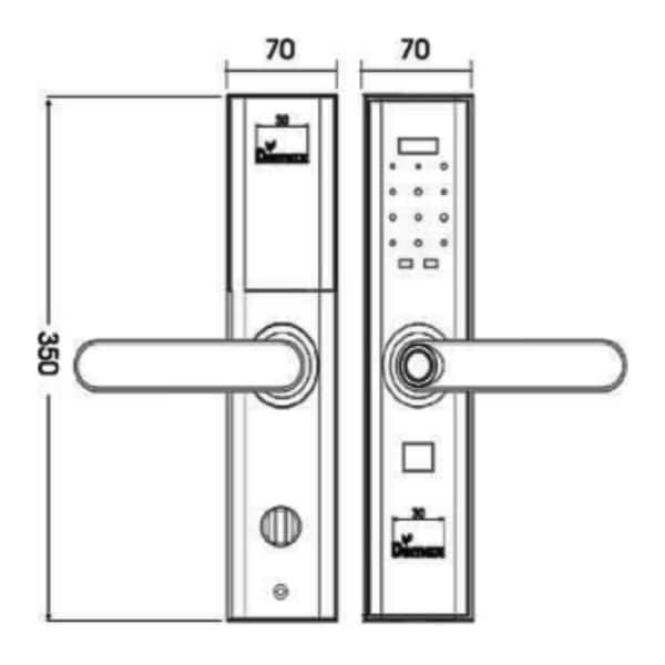 Kích thước của Khóa cửa điện tử Demax SL638 RM - APP WIFI Kích thước của Khóa cửa điện tử Demax SL638 RM - APP WIFI