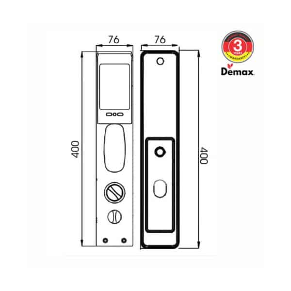 Kích thước của Khóa cửa điện tử Demax SL866 BN Kích thước của Khóa cửa điện tử Demax SL866 BN