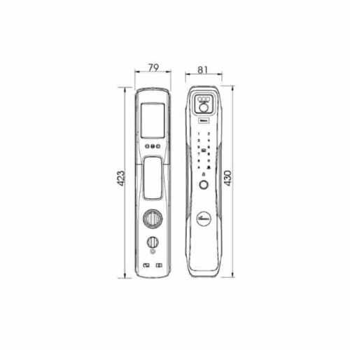 Khóa cửa thông minh nhận diện khuôn mặt FACE ID-3D Demax SL918 PB 3 Kích thước của Khóa cửa thông minh nhận diện khuôn mặt FACE ID-3D Demax SL918 PB
