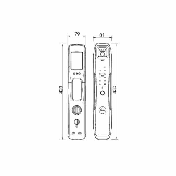 Kích thước của Khóa cửa thông minh nhận diện khuôn mặt FACE ID-3D Demax SL918 PB Kích thước của Khóa cửa thông minh nhận diện khuôn mặt FACE ID-3D Demax SL918 PB