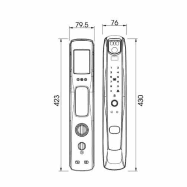 Kích thước của Khóa cửa thông minh nhận diện khuôn mặt FACE ID-3D Demax SL920 PB Kích thước của Khóa cửa thông minh nhận diện khuôn mặt FACE ID-3D Demax SL920 PB