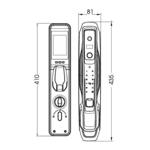 Khóa cửa thông minh nhận diện khuôn mặt FACE ID-3D Demax SL968 BN 3 Kích thước của Khóa cửa thông minh nhận diện khuôn mặt FACE ID-3D Demax SL968 BN