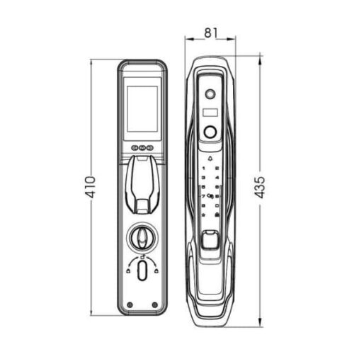 Khóa cửa thông minh nhận diện khuôn mặt FACE ID-3D Demax SL968 CB 3 Kích thước của Khóa cửa thông minh nhận diện khuôn mặt FACE ID-3D Demax SL968 CB