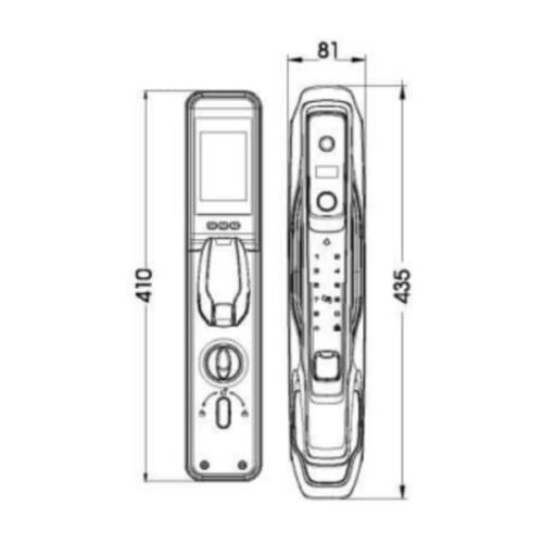 Khóa cửa thông minh nhận diện khuôn mặt FACE ID-3D Demax SL968 GS 3 Kích thước của Khóa cửa thông minh nhận diện khuôn mặt FACE ID-3D Demax SL968 GS