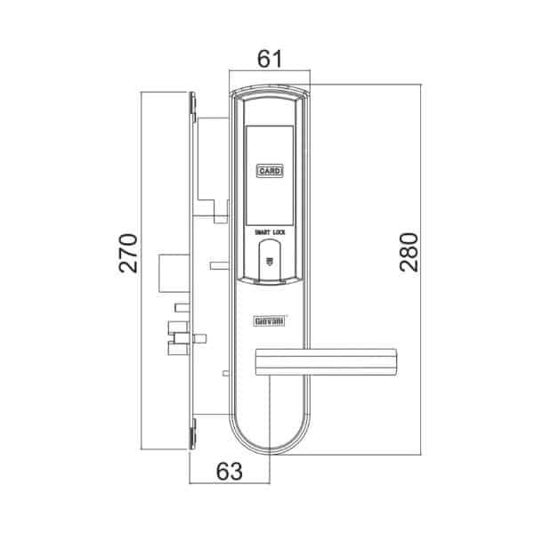 Kích thước của Khóa điện tử thông minh Giovani GSL-126C135 Kích thước của Khóa điện tử thông minh Giovani GSL-126C135